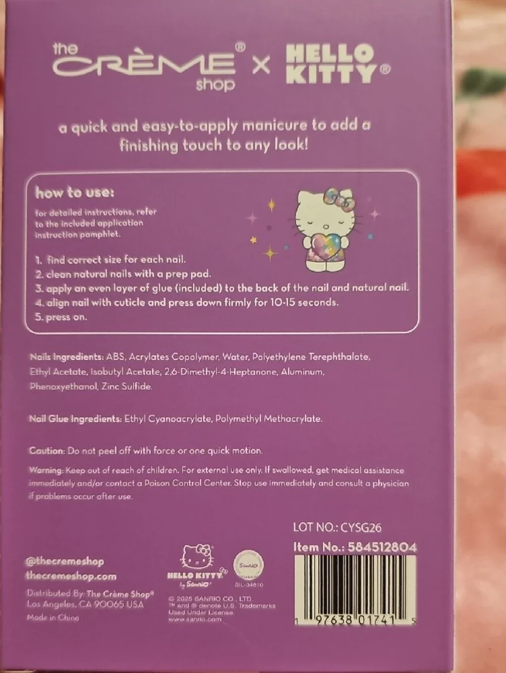 The Crème Shop x Hello Kitty Lavender Press-On Nails - Almond Set